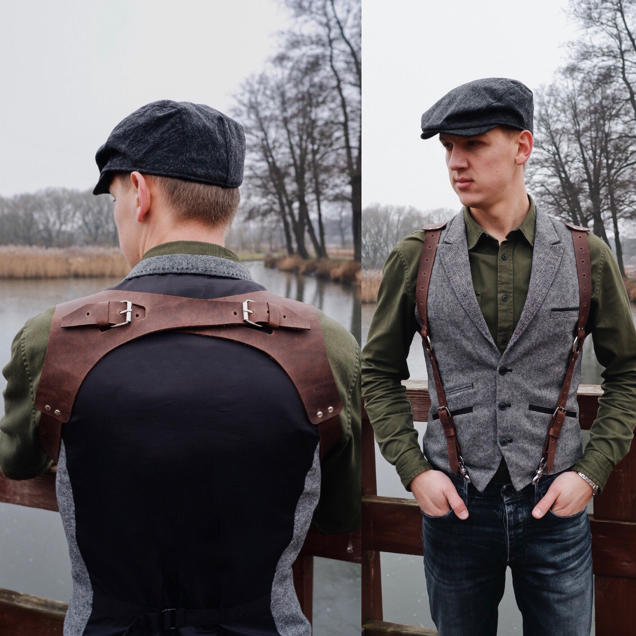 Leather suspenders men, Suspenders men