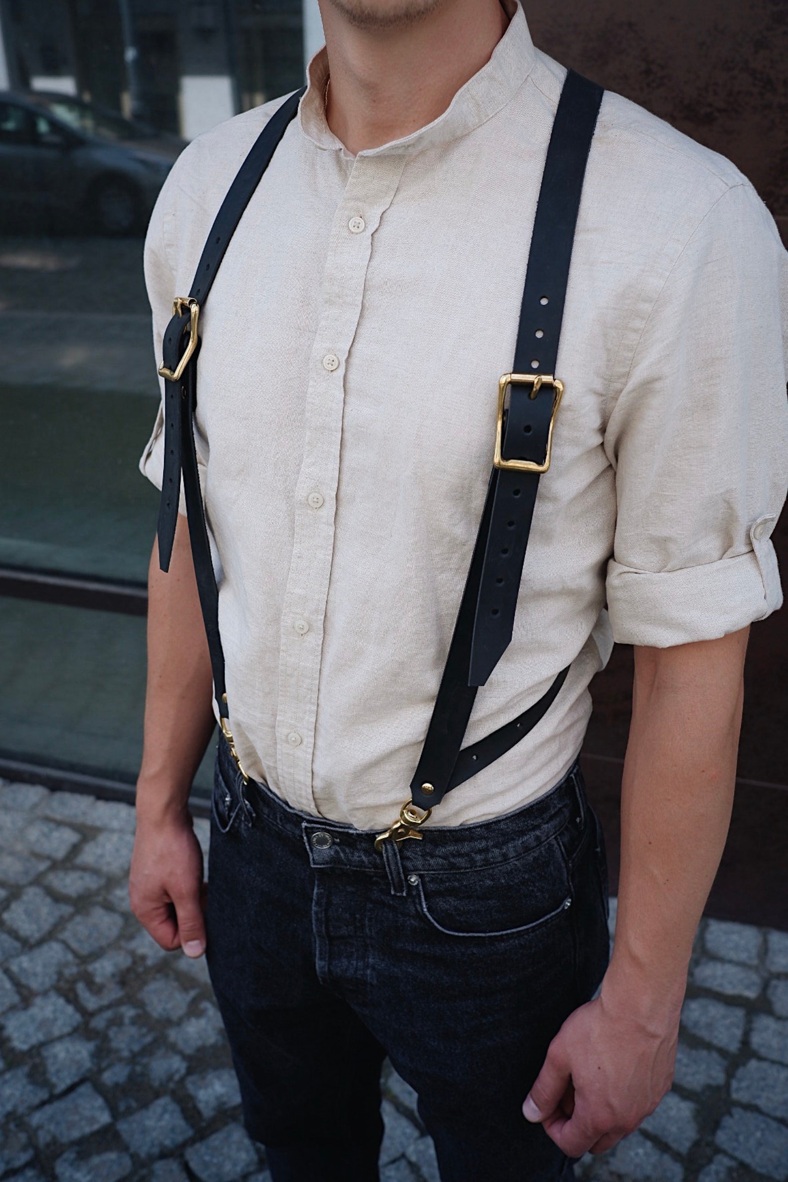 Suspenders men Leather suspenders Black leather suspenders Etsy