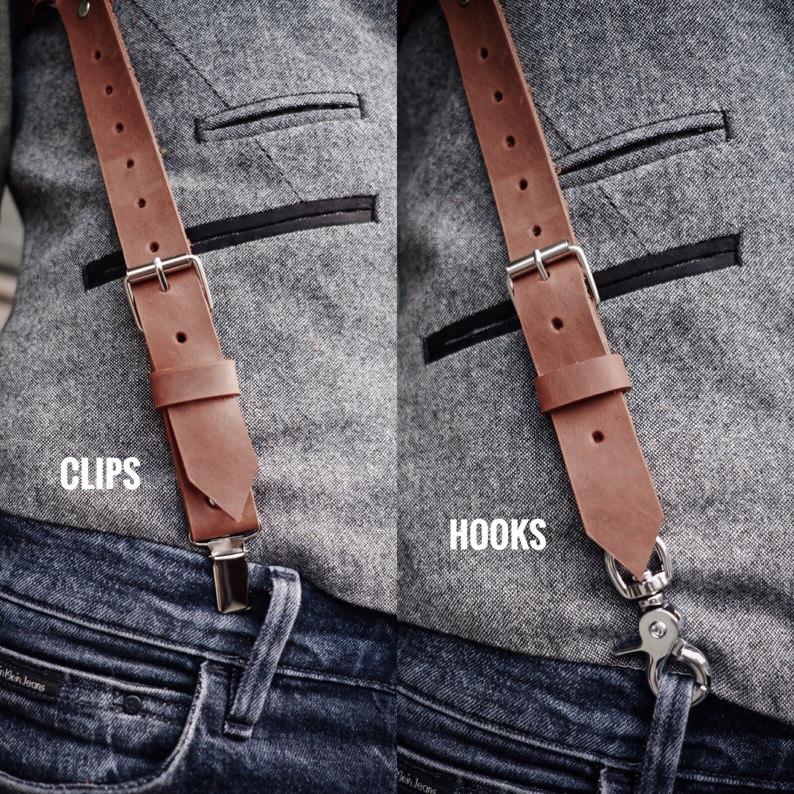 Suspenders Men Leather Suspenders Brown Leather Suspenders Etsy