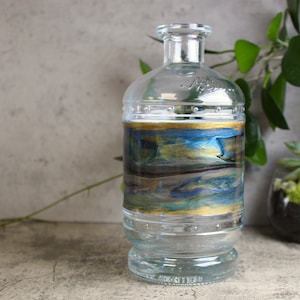 Whiskey Decanter | Olive Oil Decanter | Up Cycled Glass Decor Jar | Barware | Dispenser | Bar Decor | Eco Friendly