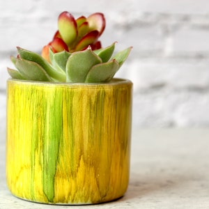 Mini pot en verre recyclé | Jardinière succulente peinte à la main, décor bohème