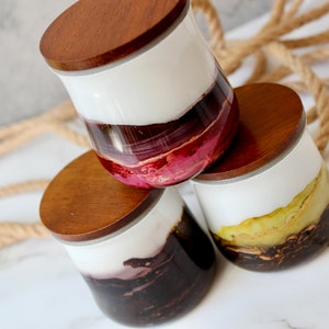 Succulent Pots | Mini Pot Set | Boho Chic Decor | Succulents | Storage | Hand Painted Pots | Planters | Spices | Home Gifts |Wood Lids