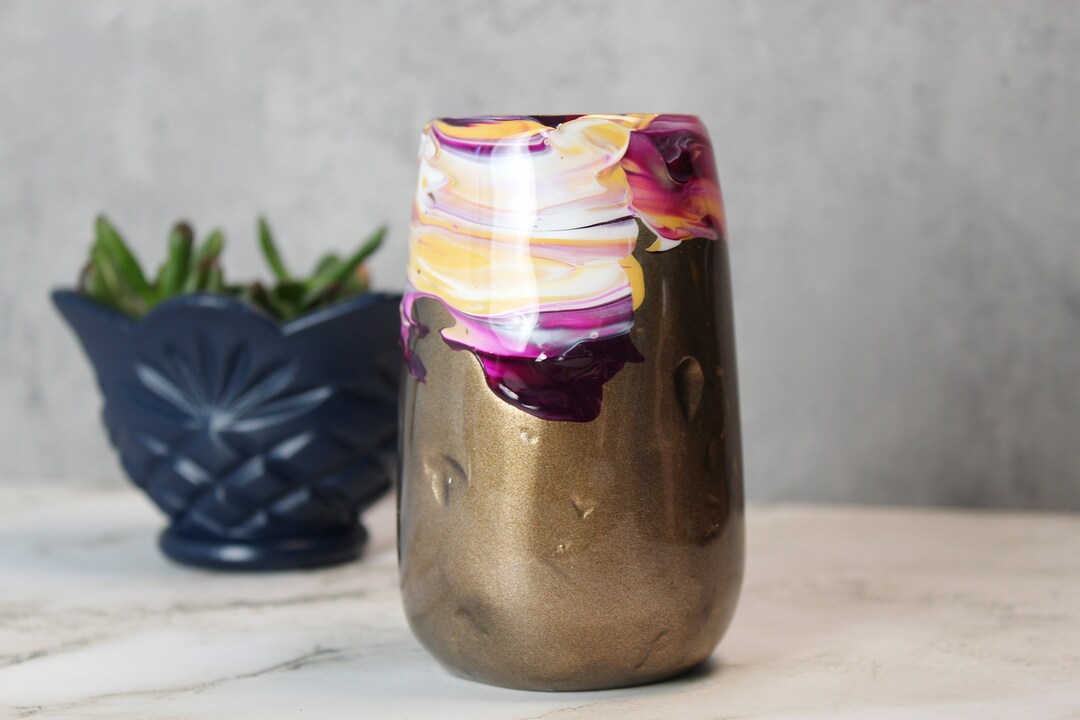 Decor Vase Glass Vase Eco Friendly Hand Painted Vase Etsy