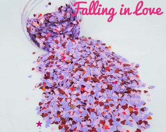 Falling in Love - Glitter - Glitter Shapes - Heart Shaped Glitter Mix - Purple Heart Glitter - Pink Heart Glitter - Red Holo Hearts