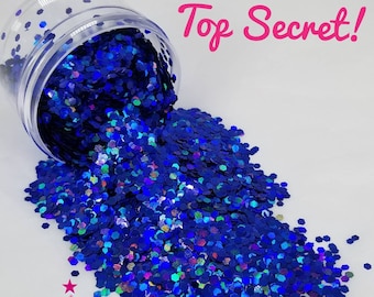 Top Secret! - Glitter - Blue Glitter - Cobalt Blue Glitter - Cobalt Blue Holographic Hexagon Glitter - Blue Chunky Holographic Glitter