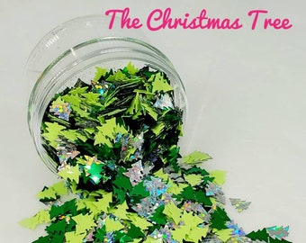 The Christmas Tree - Glitter - Glitter Shapes - Christmas Tree Shaped Glitter - Green Glitter - Christmas Glitter Mix - Silver Glitter
