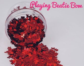 Playing Beatie Bow - Glitter- Glitter Shapes - Red Glitter - Red Bow Shaped Glitter - Red Glitter Bows - Tumbler Glitter - Nail Glitter