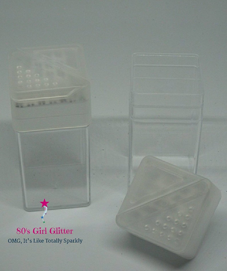 Square Glitter Shaker 1.5 oz Acrylic Square Glitter Storage Square Glitter Container Refillable Glitter Container Glitter Shaker image 2