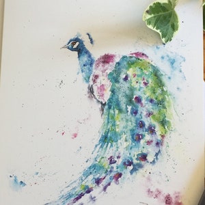 Pauw kaart, Pauwen Groeten Kaart, Kunst, Wildlife Art, Note Card, Art Card, Verjaardagskaart, Lege Kaart, Aquarel, Print