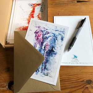 Amici preferiti. 10 grandi cartoline 7 "x5" di arte della fauna selvatica, set in scatola di mini stampe artistiche con buste, dell'artista acquerello Sandi Mower