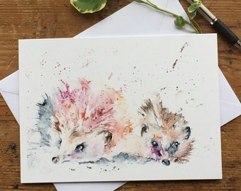 Hedgehog Card, Hedgehogs Greetings Card, Art, Wildlife Art, Greeting Card, Art Card, Birthday Card, Blank Card, Watercolour, Print