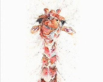 Giraffe Tea Towel, Wildlife Art Tea Towel, 100% Cotton, Homeware, Textiles, Watercolour, Giraffe, Gift, Kitchenware, Animals