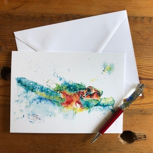 Turtle Card, Green Sea Turtle Watercolour Greetings Card, Wildlife Art Card, Blank Birthday Card, di Wildlife Artist Sandi Mower