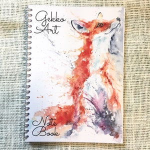 Fox Notebook, Notepad, A5 Size, Spiral bound, Wildlife Art Notebook, Pad, Jotter, Watercolour, journal