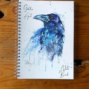 Cuaderno de cuervo, bloc de notas de cuervo, tamaño A5, encuadernación en espiral, cuaderno de arte de vida silvestre, bloc, cuaderno, acuarela, diario,