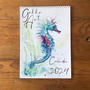 2024 Wildlife Art Calendar by Watercolour Artist Sandi Mower, Double A4 Landscape Size Wall Calendar