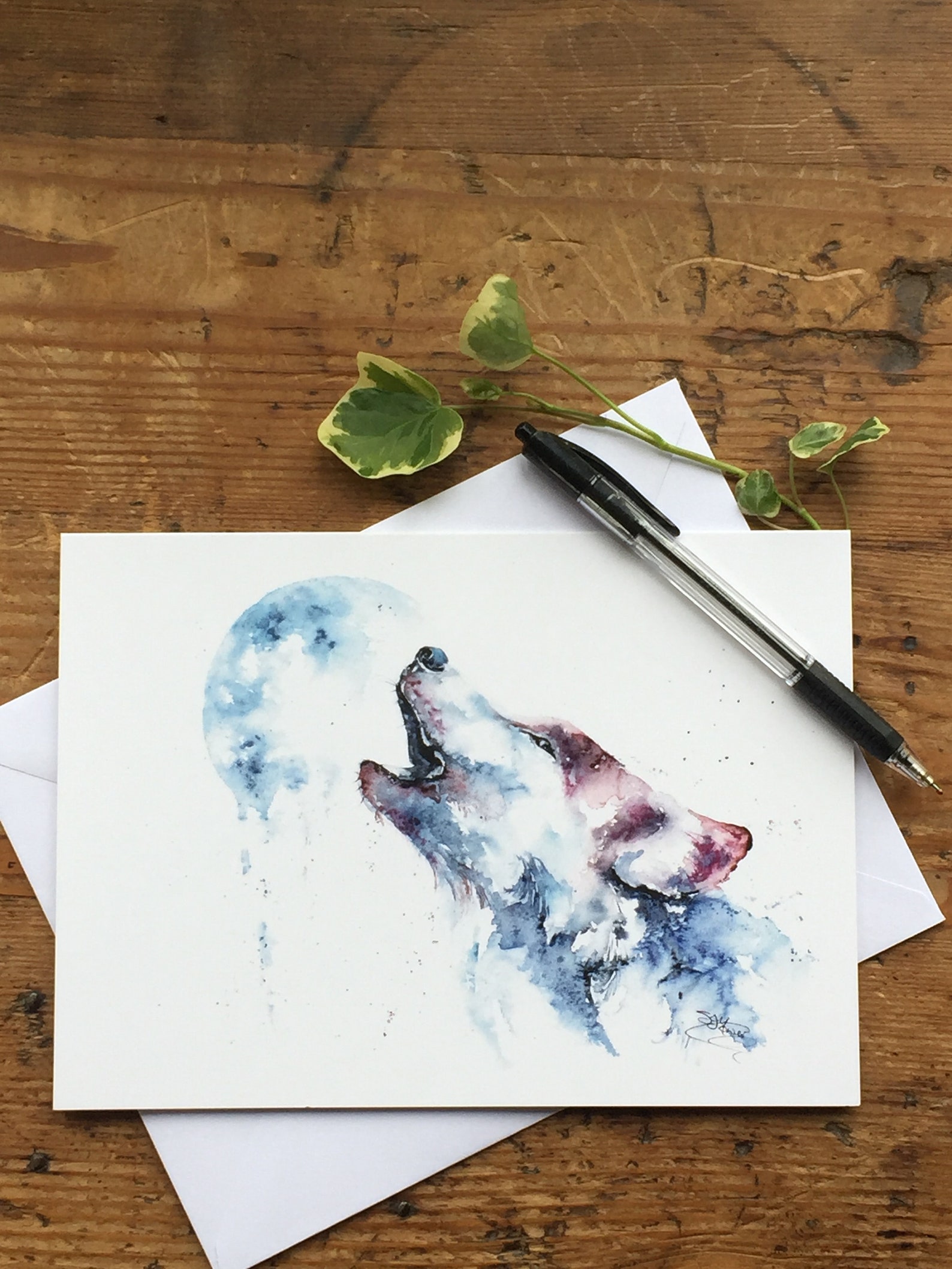 Howling Wolf Card Wolf Greetings Card Wildlife Art Note | Etsy