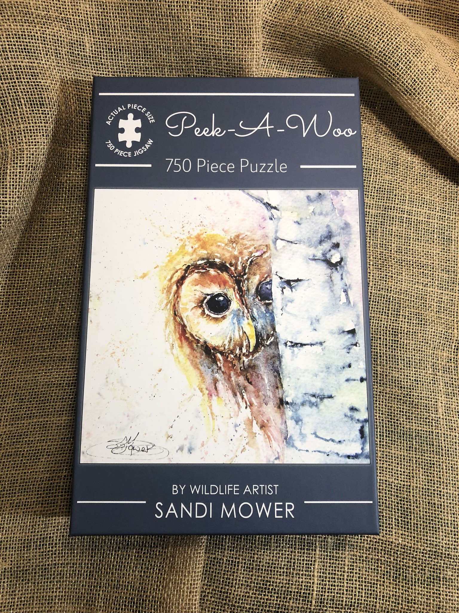 Tawny Owl Square Jigsaw Puzzle, 750 pieces, British Made Puzzles, Featuring a Watercolour Painting b