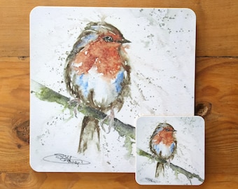 Robin Table mat, Melamine Placemat, Tableware, Giftware, Robin Watercolour Art Print, Gifts for the Home