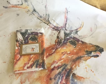 Stag Tea Towel, Wildlife Art Tea Towel, 100% Cotton, Homeware, Textiles, Watercolour, Stag, Gift, Kitchenware, Animals