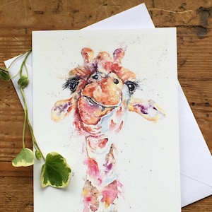 Giraffe Card, Giraffe Greetings Card, Art, Wildlife Art, Note Card, Art Card, Birthday Card, Blank Card, Watercolour, Print