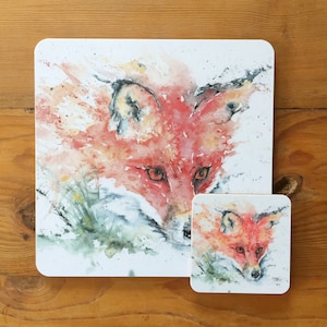 Red Fox Table mat, Melamine Placemat, Fox Tableware, Red Fox Watercolour Art Print, Kitchenware, Dining Room, Home Decor, Gift