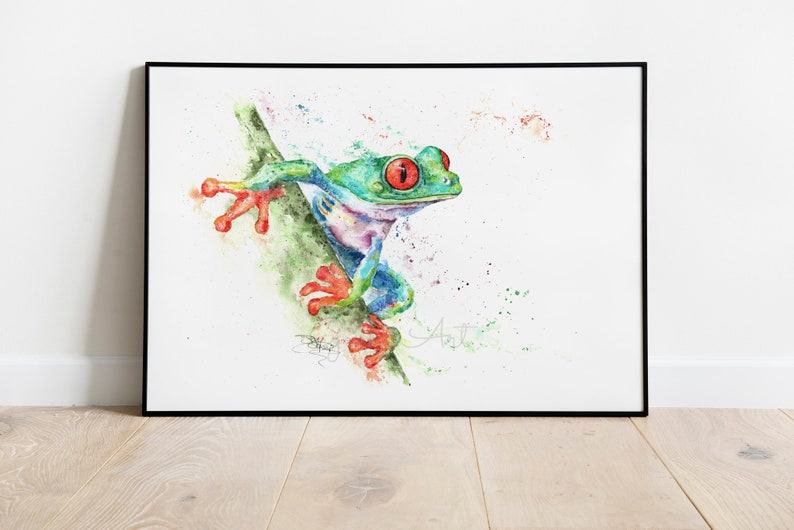 red eyed tree frog watercolour painting