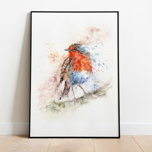 Rotkehlchen Aquarell, &#39;Grandads Messenger&#39; Limitierte Auflage Druck, Rotkehlchen Kunstdruck, signierte Aquarellmalerei der Wildtierkünstlerin Sandi Mower