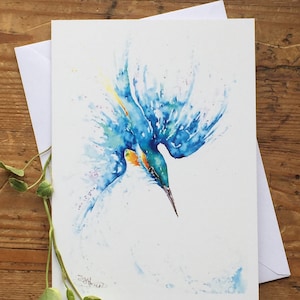 Carte de martin-pêcheur, carte de voeux d'oiseau, carte de note, art animalier, carte de voeux, carte d'art, carte d'anniversaire, carte vierge, aquarelle, imprimé animal