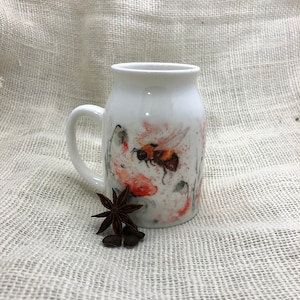 Bijen & klaprozen aquarel ontwerp kruik, melkbus, creamer, keramische vaas, bloemenvaas, Wildlife Art kruik, karaf, werper