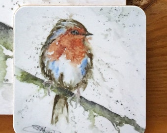 Robin Coaster, Melamine Placemat, Tableware, Robin Watercolour Art Print, Kitchen Dining Home Decor, Gifts