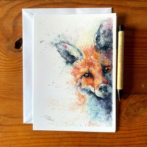 Shadow Fox Greetings Card, Wildlife Art Cards with Watercolours by Artist Sandi Mower
