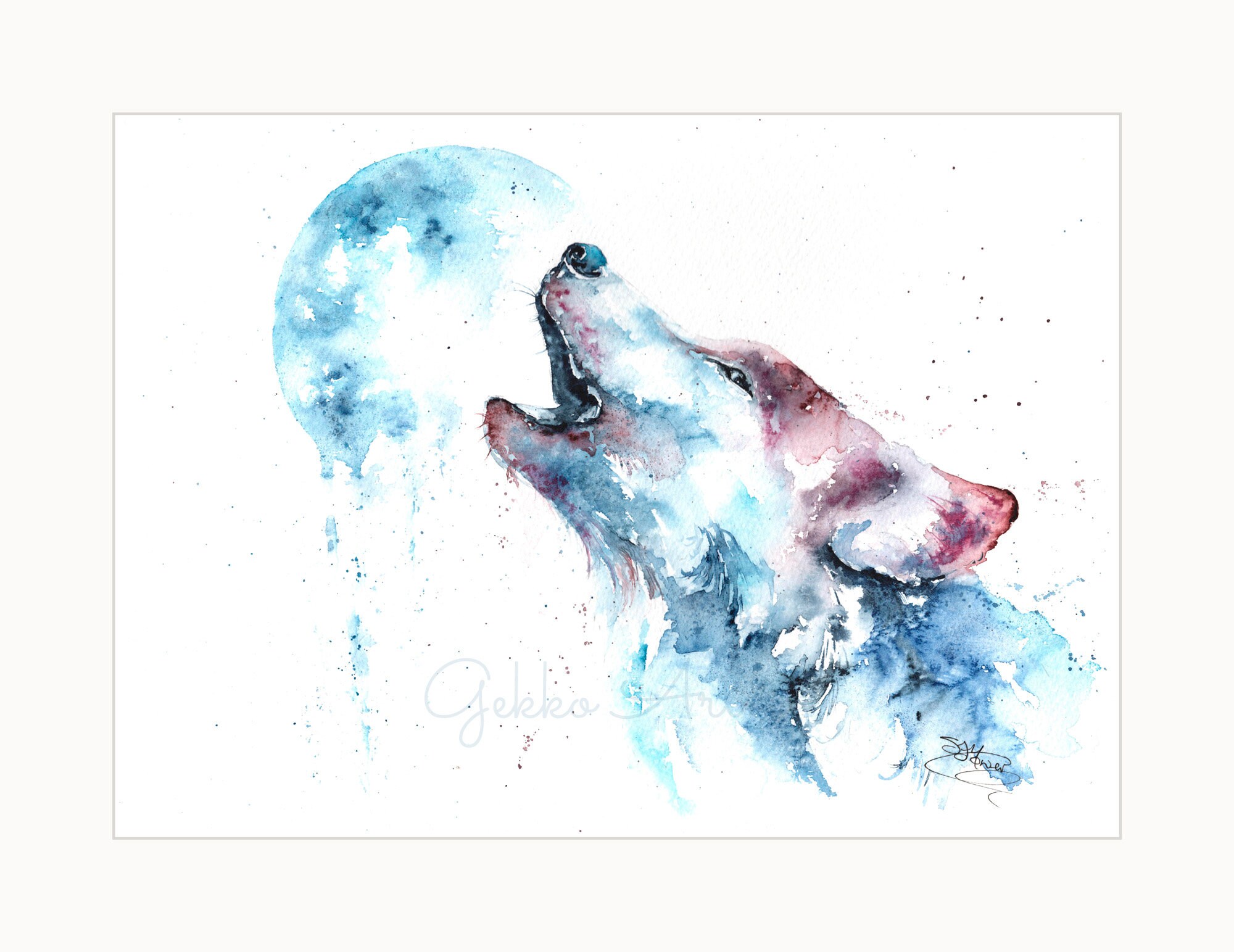 moon wolf ハンドメイドパステル画　絵画アート原画 なぁに？ ハンドメイドパステル画 絵画アート原画 - メルカリ
