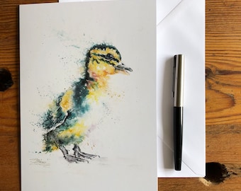 Duckling Card, Duck Greetings Card, Note Card, Wildlife Art, Greeting Card, Art Card, Birthday Card, Blank Card, Watercolour