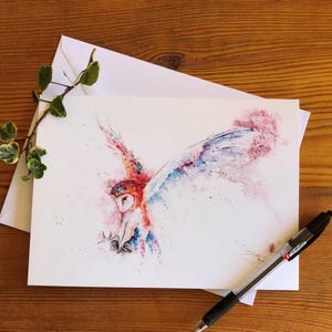 Barn Owl Card, Owl Greetings Card, Art, Wildlife Art, Note Card, Art Card, Birthday Card, Blank Card, Watercolour, Print
