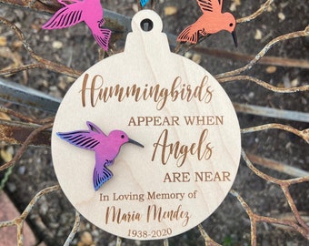 Christmas ornament, Hummingbirds personalized memorial ornament. Personalized ornament