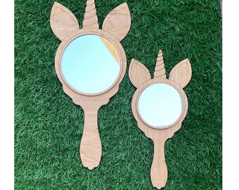 Hand mirror cutout , unicorn hand mirror, Unicorn shape hand mirror, unfinished