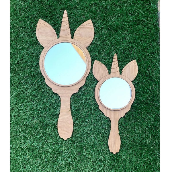 Hand mirror cutout , unicorn hand mirror, Unicorn shape hand mirror, unfinished