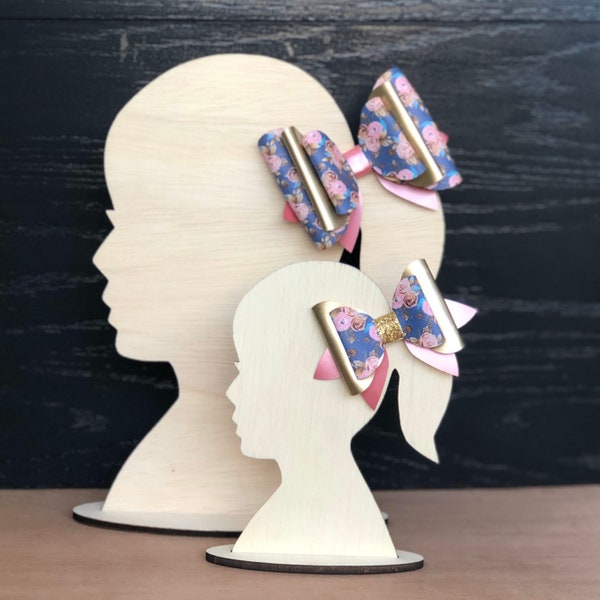 Wooden head stands. Child silhouette Showcase hair bows. Hair bow displays Craft fairs,booths and for pictures