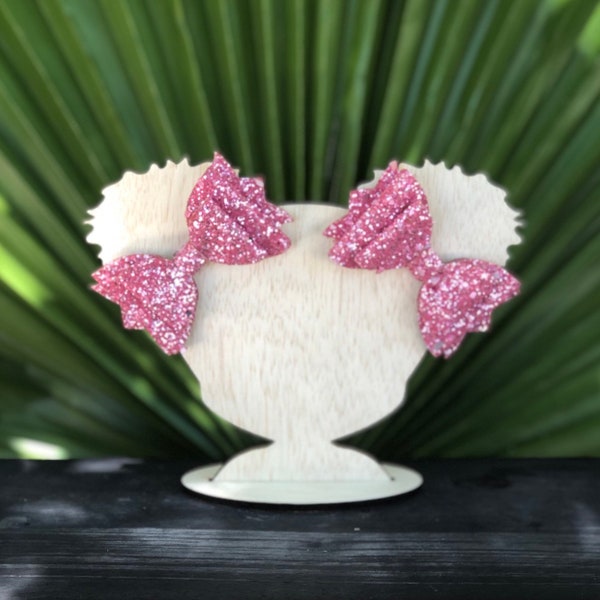 Pigtail display. Head stand Girl  puff pigtail silhouette. Showcase pigtail bows