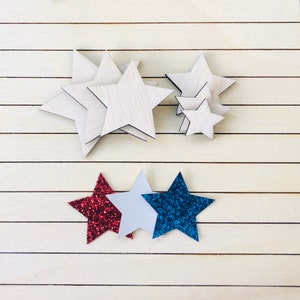 Star template set 6piece.Hair-bow Templates. Wooden Templates trace on faux leather,Vinly or glitter sheets.