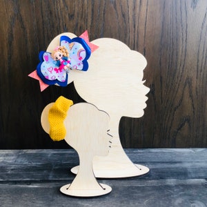Head stand,face silhouette , wooden display, hair bow holder, hair bow displays