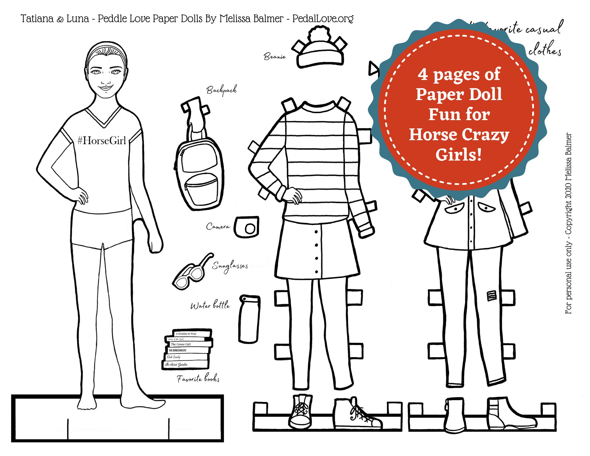 paper dolls to color printable pdf tatiana luna 2 etsy