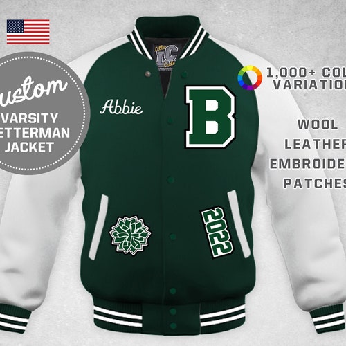 Custom Varsity Cheerleader Jacket White Leather & Hunter Green - Etsy