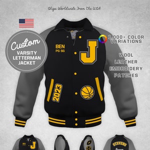 Custom Varsity Basketball Letterman Jacket Premium Gray - Etsy
