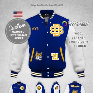 Custom Varsity Letterman Monogram Letter Jacket Genuine Leather & Wool ...