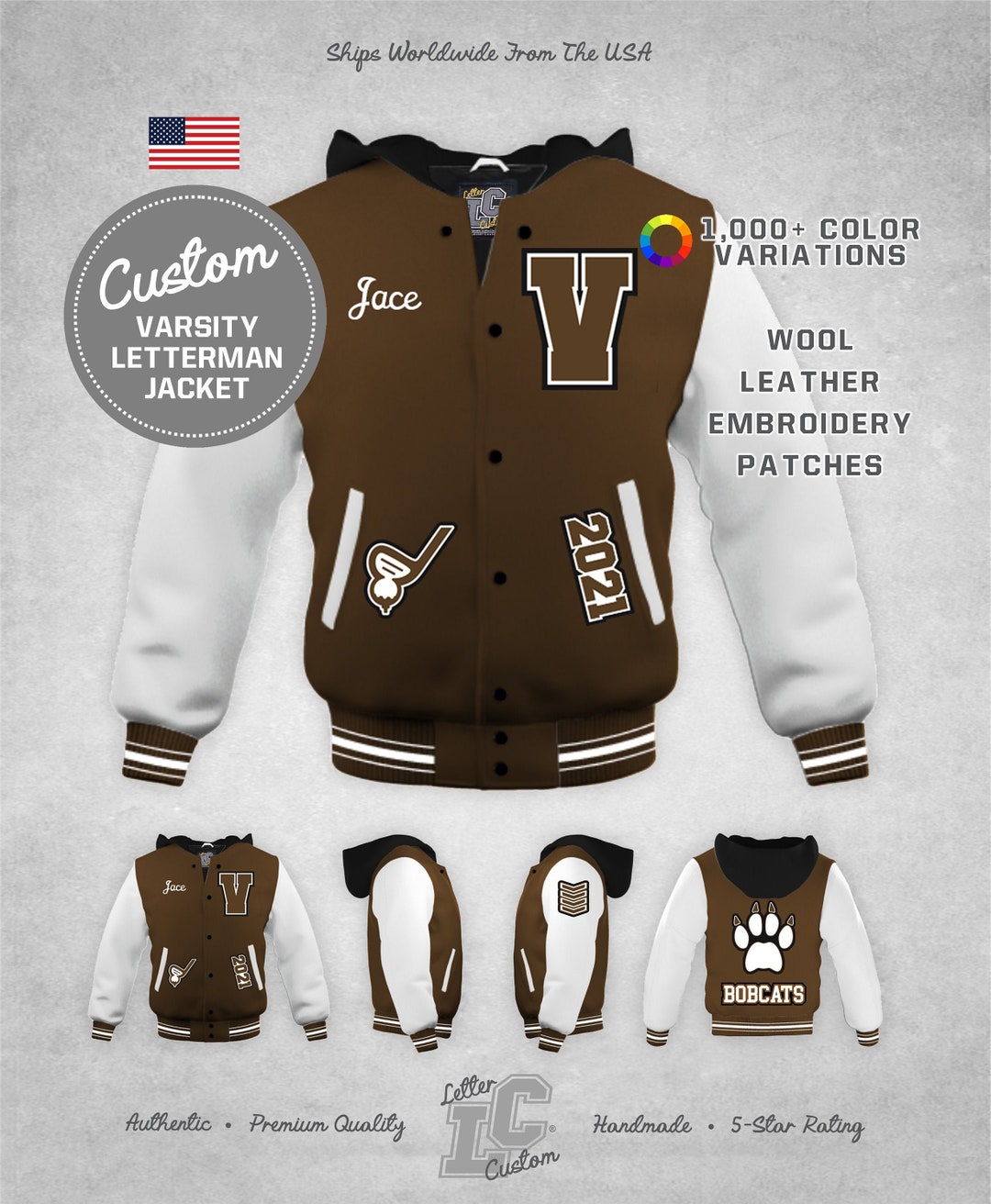 Custom Varsity Letterman Golf Jacket High School Graduation White ...