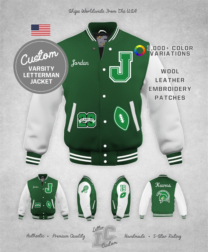 Custom Varsity Letterman Football Sports Jacket White Leather - Etsy