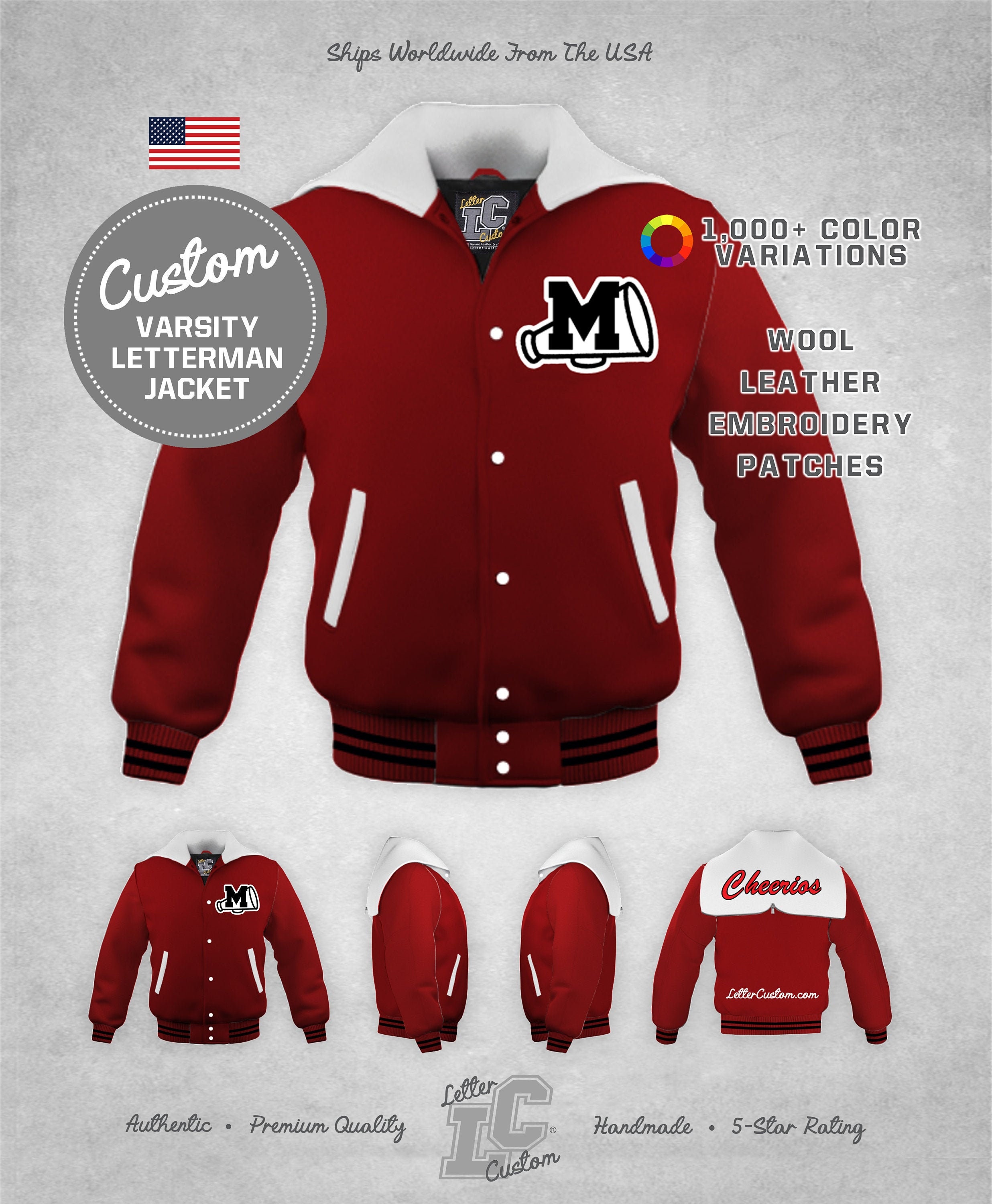 Varsity Cheerleader Jacket Inspired By Glee Scarlet Red Wool & | Etsy