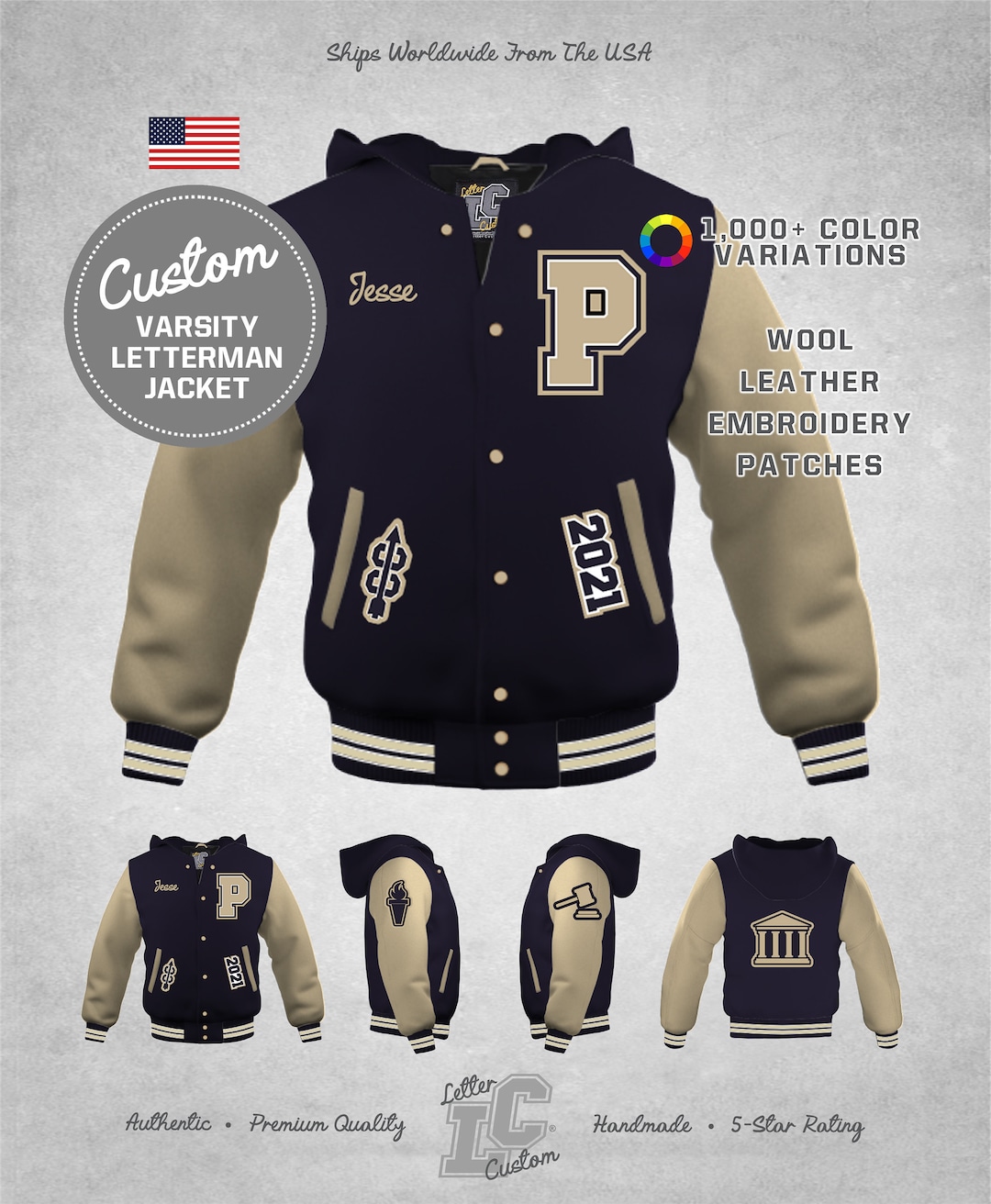 Mixed Media Letterman Jacket - Multi-color